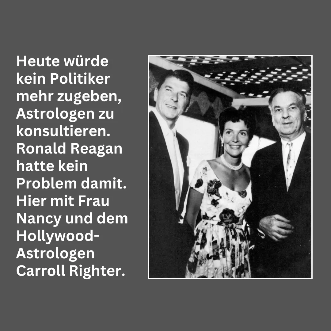 Bild des früheren US-Präsidenten Roald Reagan und seiner Frau Nancy sowie dem Astrologen Carroll Righter